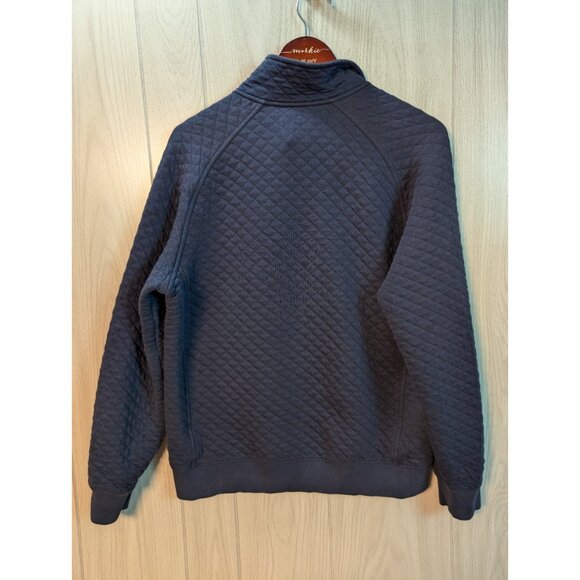 LL Bean Quilted Sweatshirt Men Medium Navy Blue Full Zip Traditional Fit Pockets - Picture 3 of 6